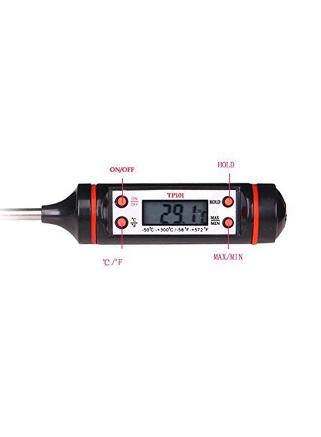 Okayji - Digital Lcd Cooking Food Kitchen Bbq Thermometer Black/Silver 5.9x1inch - Image 1