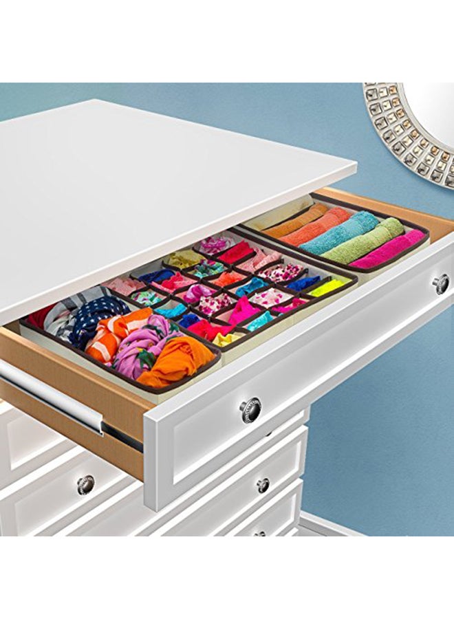 HOUSE OF QUIRK 4-Piece Foldable Storage Box Drawer Divider Organizer Set Beige/Brown 31x31x4cm - Image 4