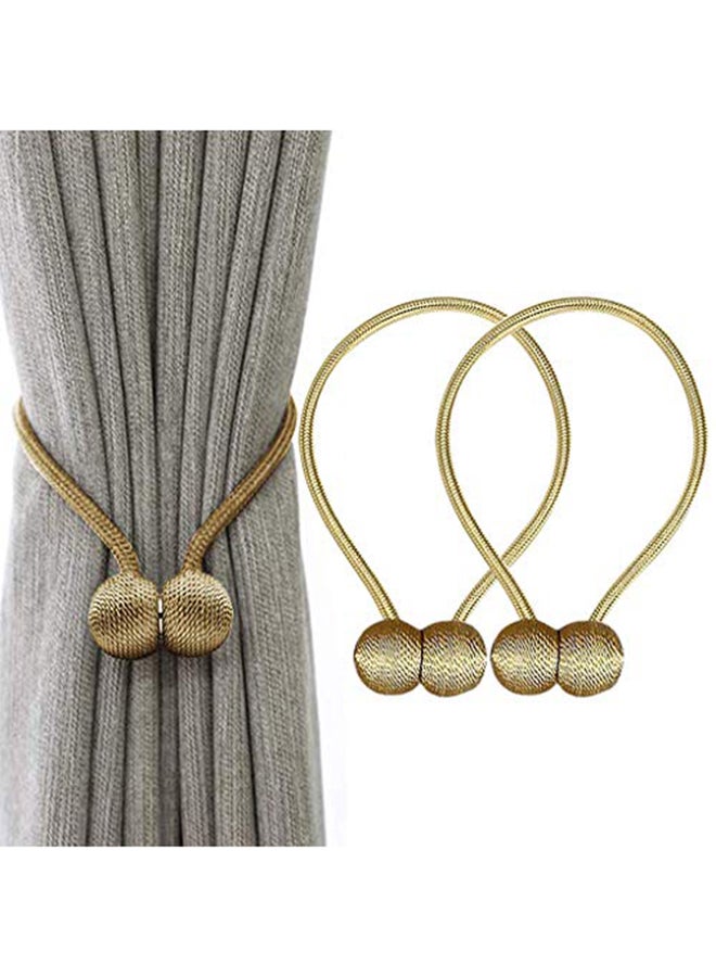 HASTHIP 2-Piece Medium Size Polyester Solid Curtain Tiebacks Gold/Beige 18.9x0.4x1.19inch - Image 1