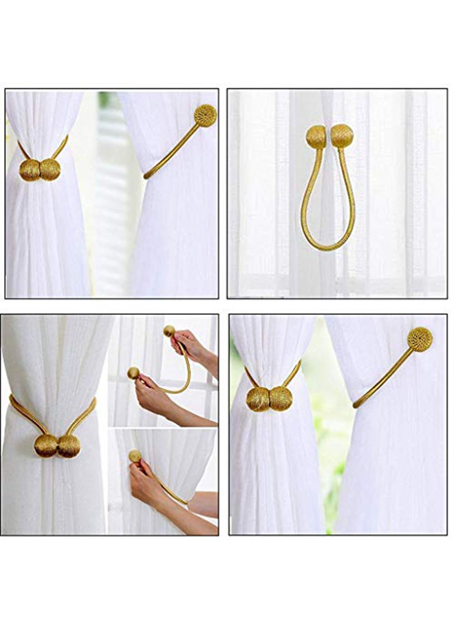 HASTHIP 2-Piece Medium Size Polyester Solid Curtain Tiebacks Gold/Beige 18.9x0.4x1.19inch - Image 2