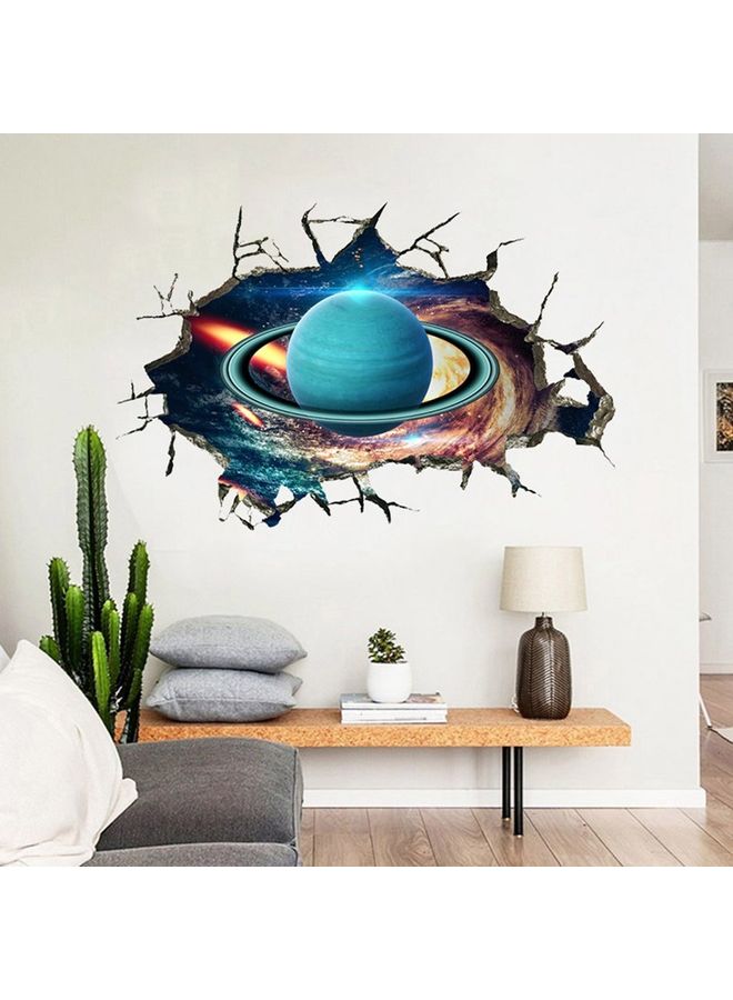 Generic - 3D Broken Wall Galaxy Planet Removable Sticker Multicolour 55 x 36cm - Image 1