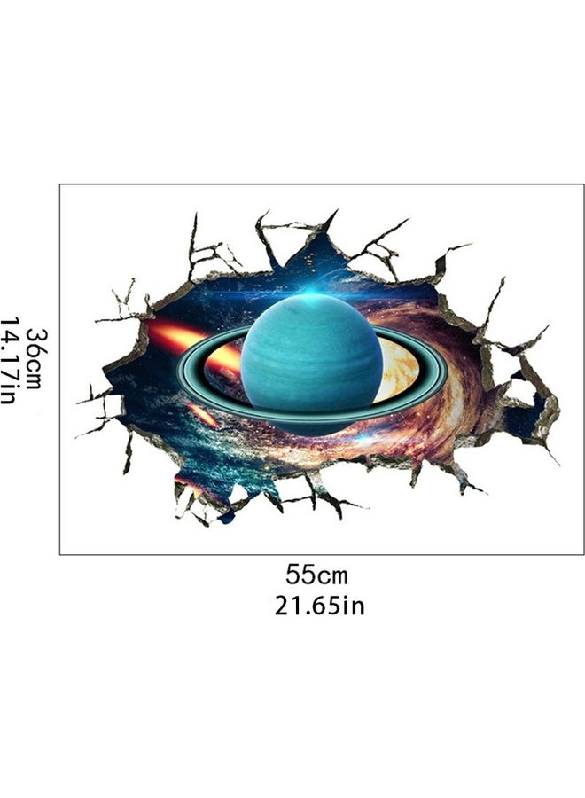 Generic - 3D Broken Wall Galaxy Planet Removable Sticker Multicolour 55 x 36cm - Image 1