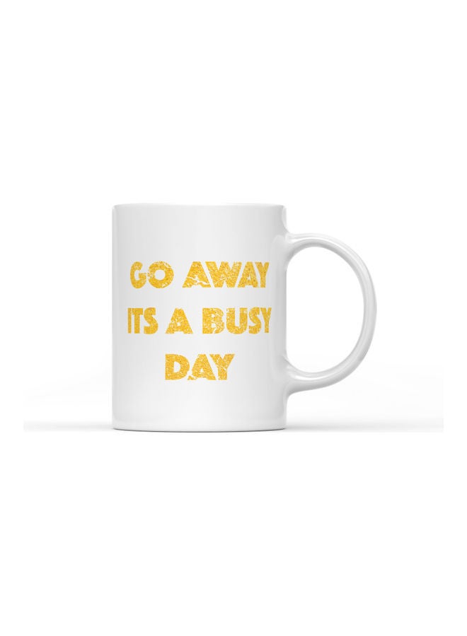 LOUD UNIVERSE Busy Day Quote Printed Coffee Mug White/Gold  - Image 1