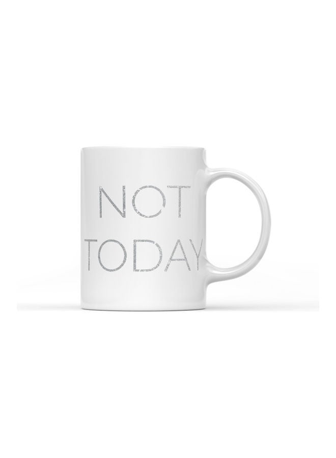 لاود يونيفيرس مج مطبوع عليه عبارة "Not Today" أبيض/فضي - Image 1