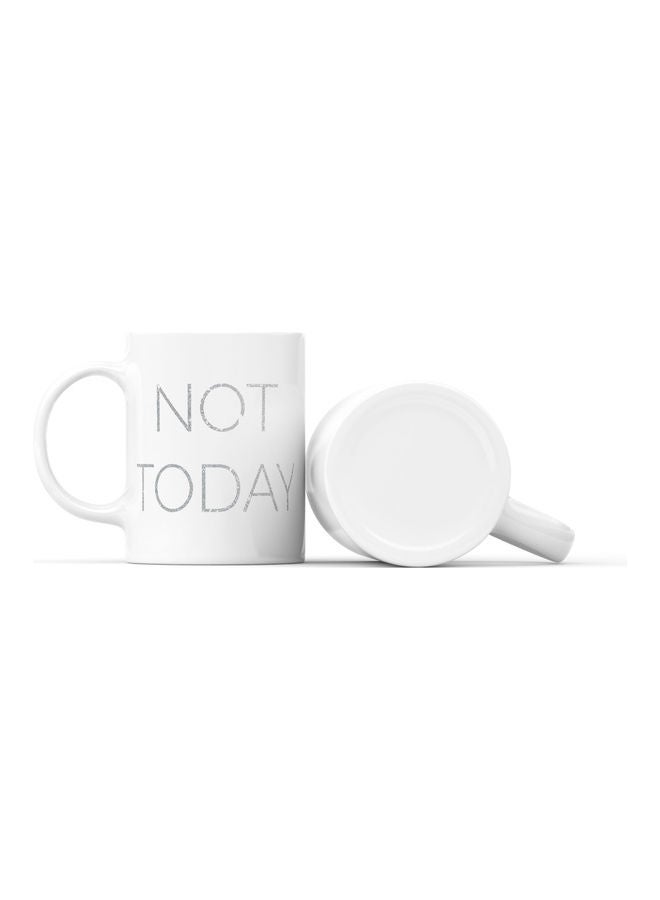 لاود يونيفيرس مج مطبوع عليه عبارة "Not Today" أبيض/فضي - Image 2