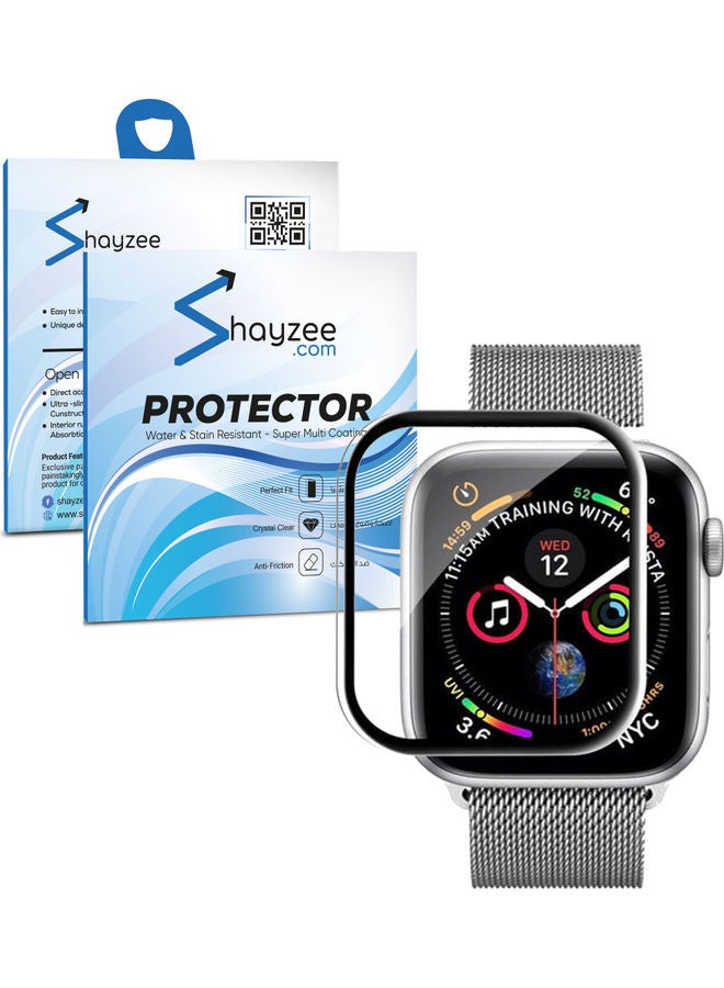 shAyzee Full Coverage Curved Screen Protector For Apple Watch Series 5/4 40mm Clear/Black - Image 1