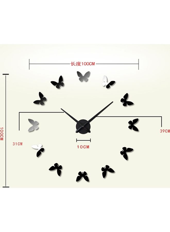 ماستون ملصق جداري للزينة بتصميم ساعة على شكل فراشة أسود - Image 1