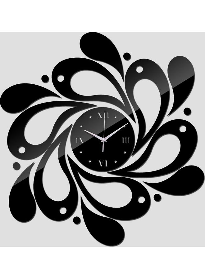 ماستون طقم ساعة حائط لاصقة بتصميم بتلات مؤلف من قطعتين لون أسود - Image 1