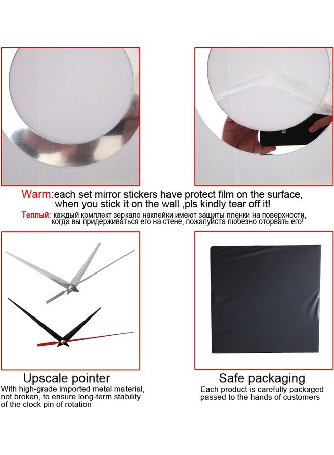 ماستون طقم ساعة حائط لاصقة بتصميم بتلات مؤلف من قطعتين لون أسود - Image 3