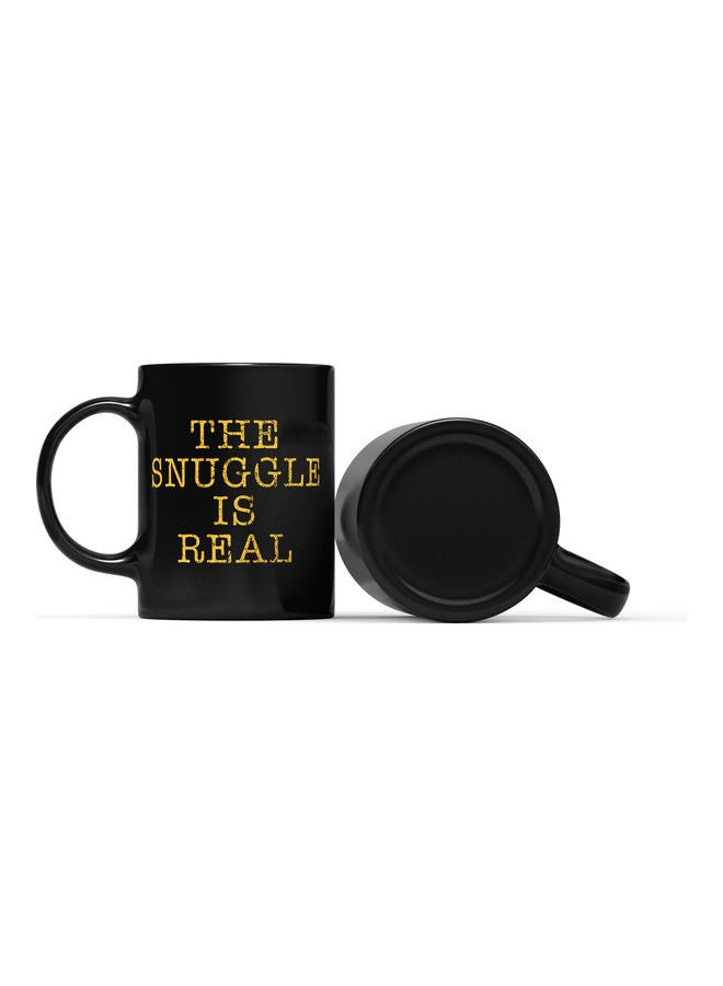 LOUD UNIVERSE The Snuggle Is Real Printed Coffee Mug Black/Yellow  - Image 2