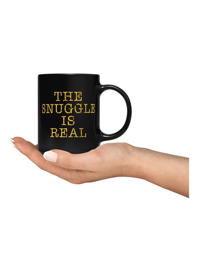 LOUD UNIVERSE The Snuggle Is Real Printed Coffee Mug Black/Yellow  - Image 3