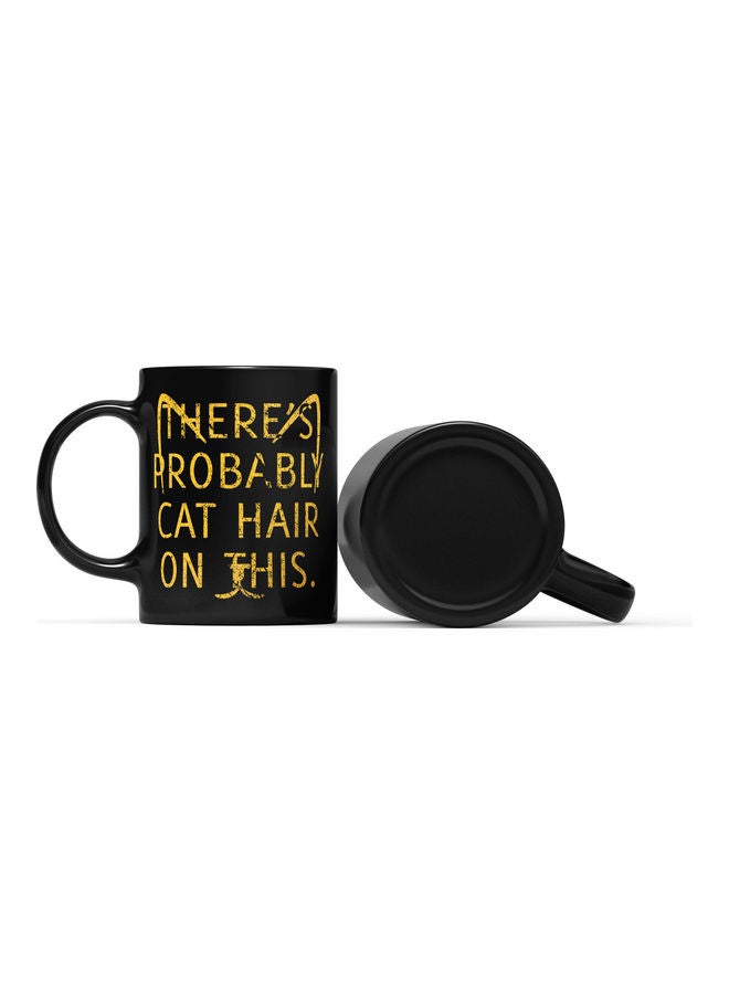LOUD UNIVERSE There Is Probably Cat Hair On This Printed Coffee Mug Black/Yellow  - Image 2