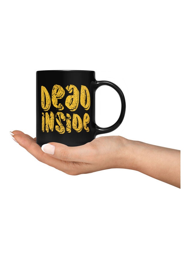 LOUD UNIVERSE Dead Inside Quote Printed Coffee Mug Black/Gold  - Image 3