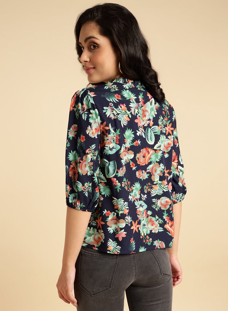 Aila Casual Printed Top black multicolor  - Image 2
