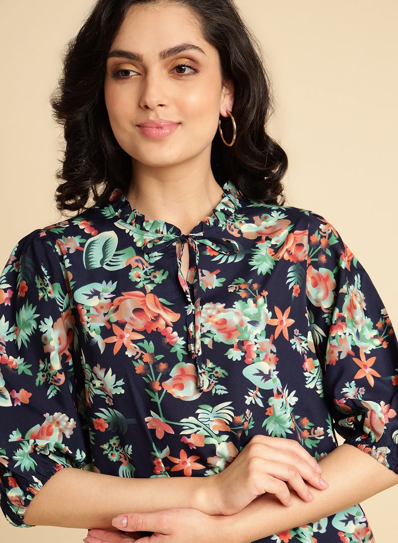 Aila Casual Printed Top black multicolor  - Image 4