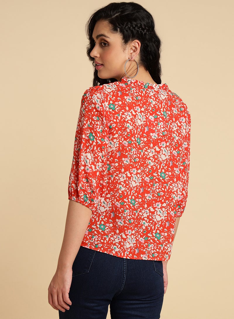 Aila Casual Printed Top red multicolor  - Image 2