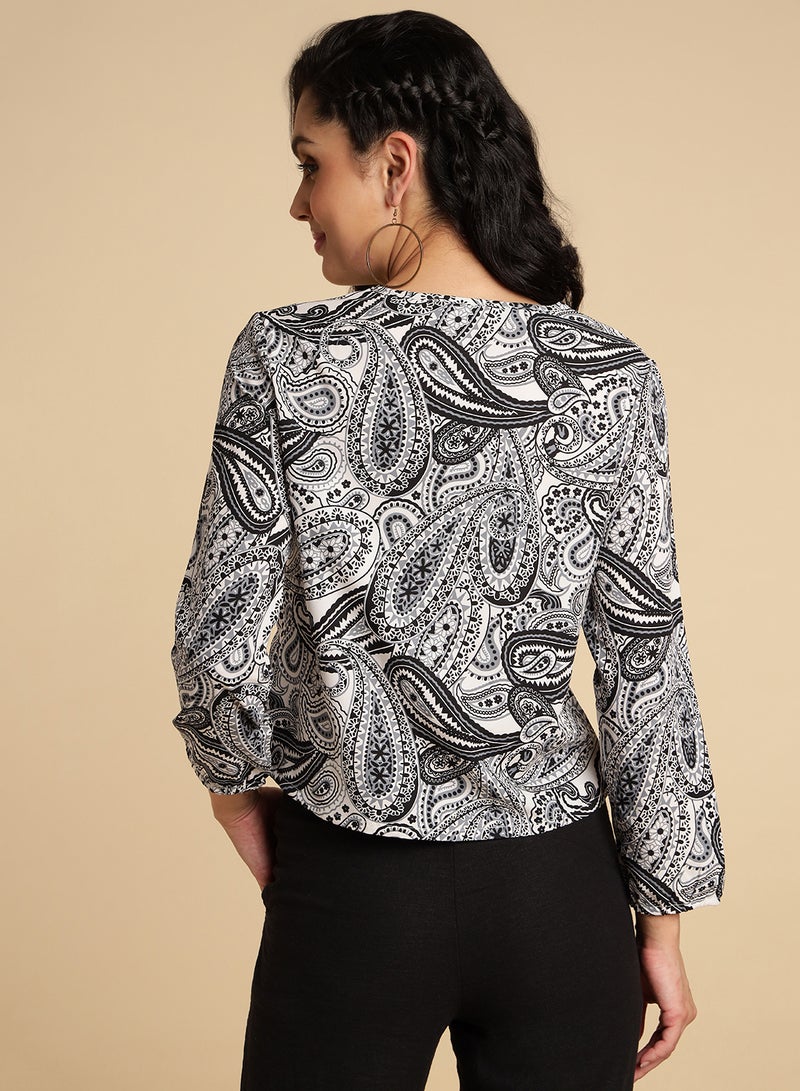 Aila Printed Three-Quarter Sleeve Shirt Multicolour - Image 2