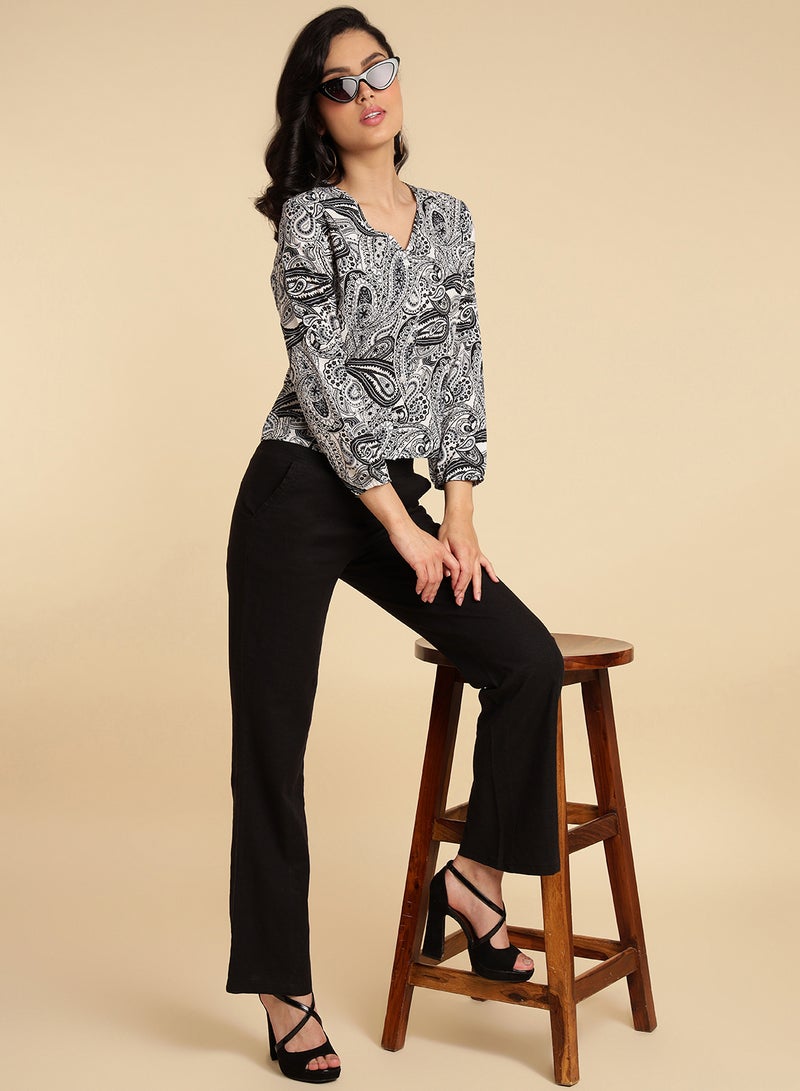 Aila Printed Three-Quarter Sleeve Shirt Multicolour - Image 3