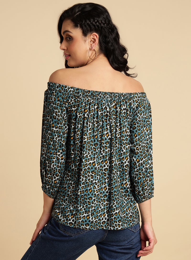 Aila - Off Shoulder Top green multicolor - Image 1