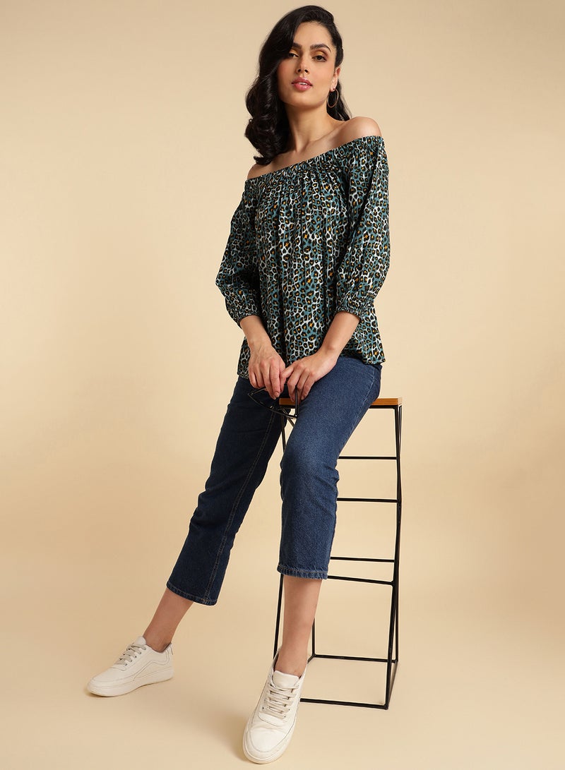 Aila - Off Shoulder Top green multicolor - Image 1