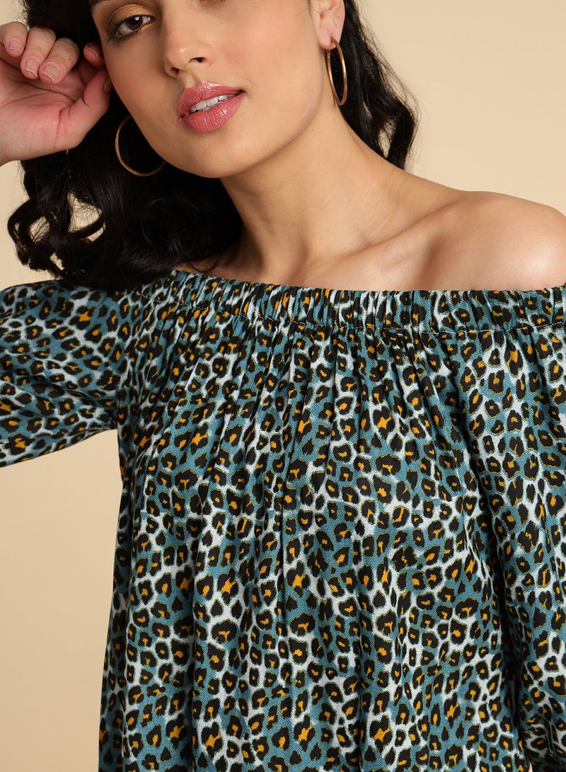 Aila - Off Shoulder Top green multicolor - Image 1
