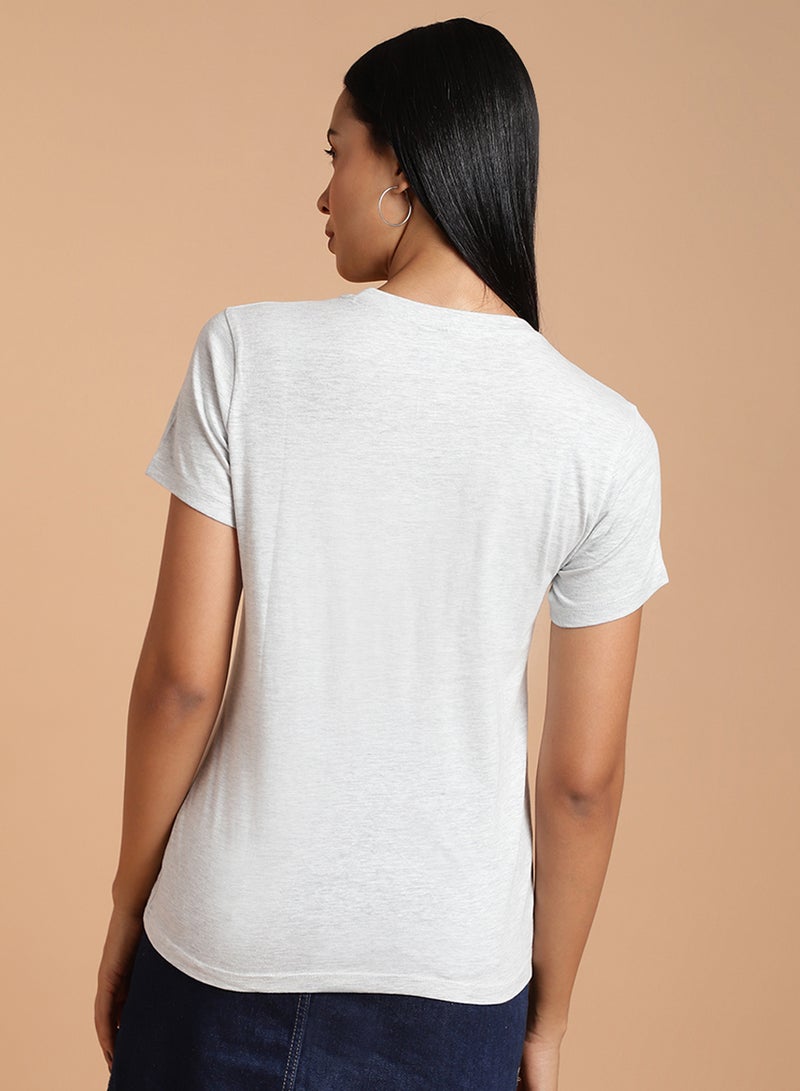 دريب تيشيرت برقبة دائرية رمادي مخلط - Image 2