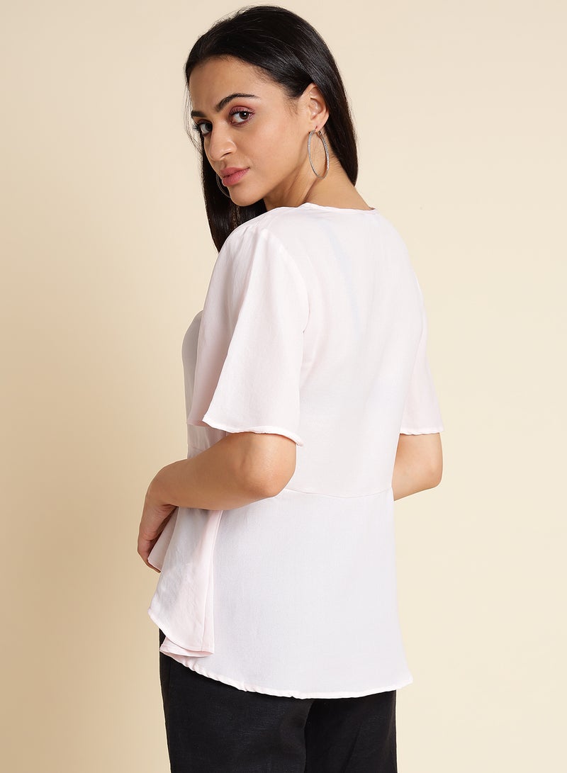 Aila Plain Ruffle Top Light Pink  - Image 2