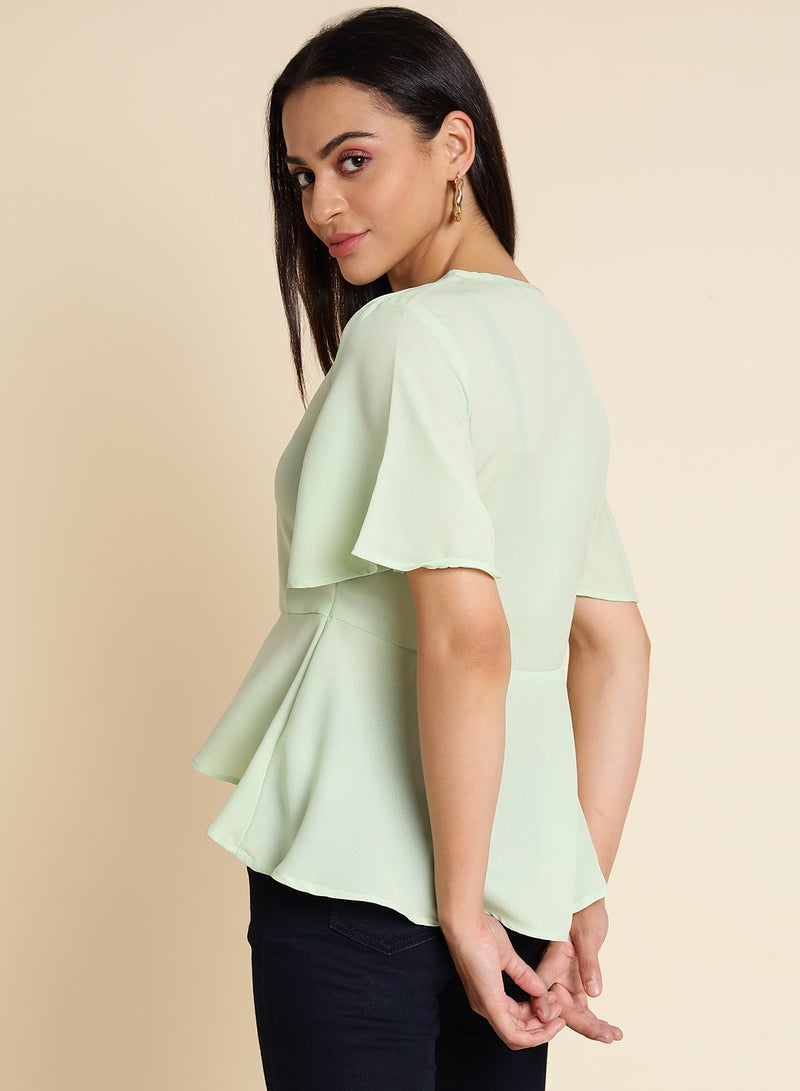 Aila Plain Ruffle Top light green  - Image 2