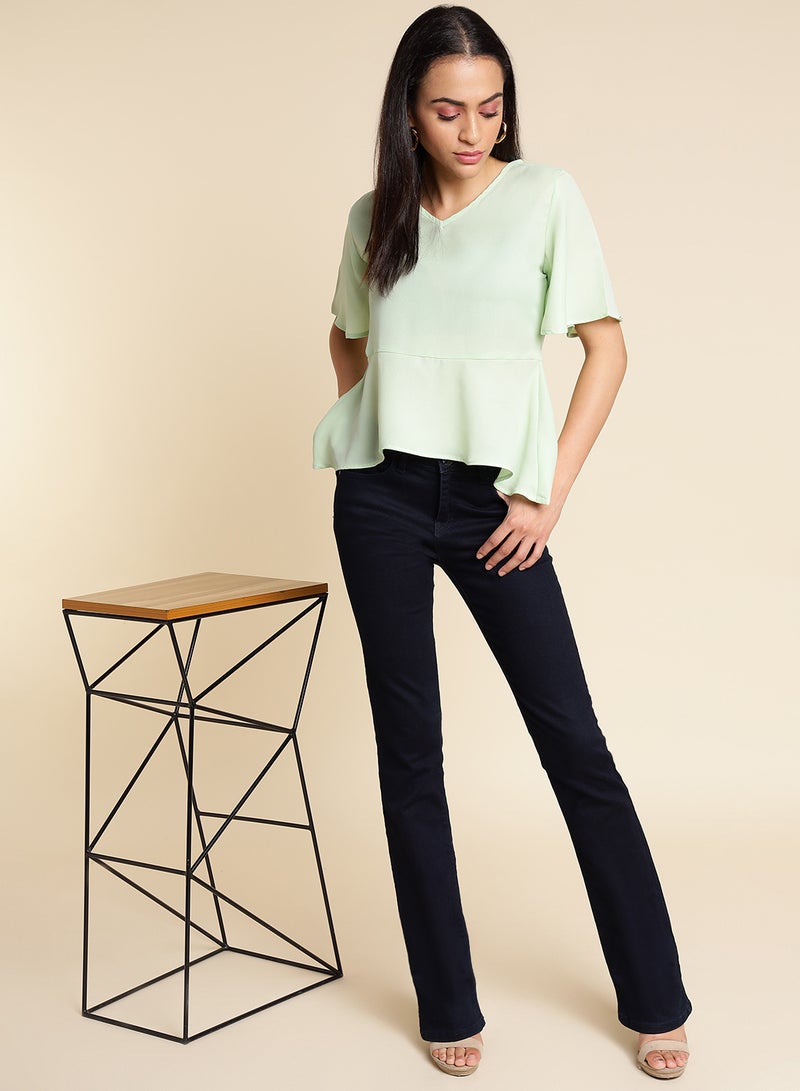 Aila Plain Ruffle Top light green  - Image 3