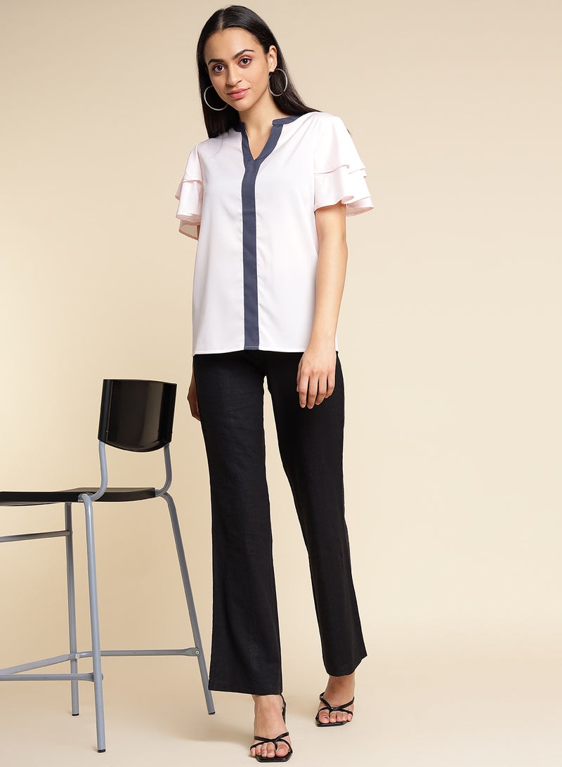 Aila Frill Detailed Sleeve Top Light Pink  - Image 3