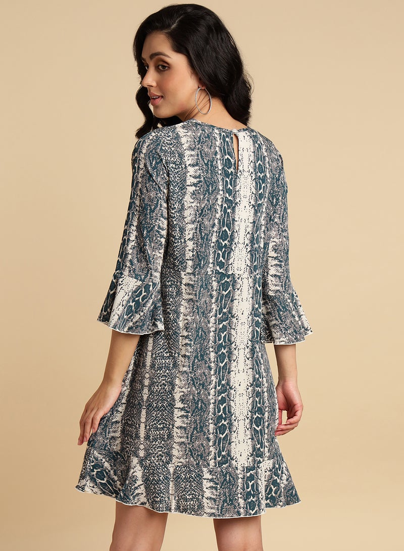 Aila - Casual Printed Mini Dress Multicolour - Image 1