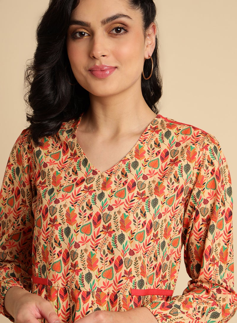 Aila V-Neck Printed Top Multicolour  - Image 4