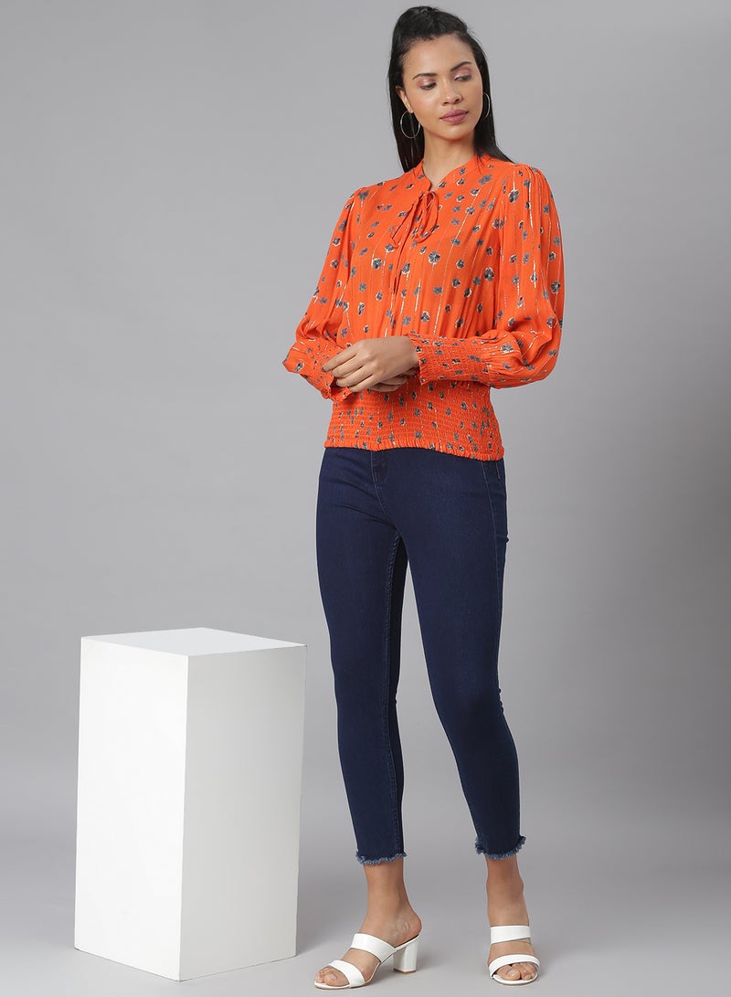 Aila Fashionable Casual Top Orange  - Image 3