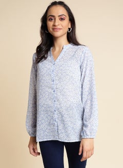Fashionable Casual Shirt Light Blue/White