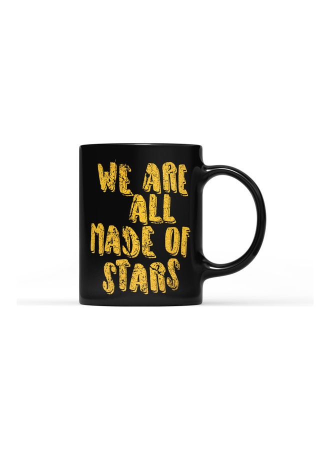 LOUD UNIVERSE Made Of Stars Quote Printed Coffee Mug Black/Gold  - Image 1