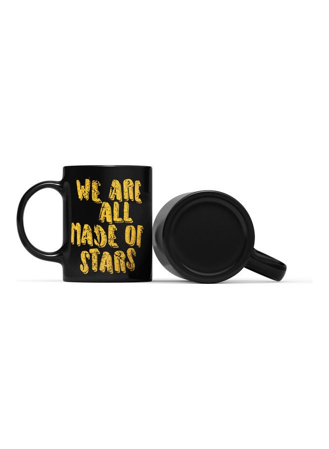 LOUD UNIVERSE Made Of Stars Quote Printed Coffee Mug Black/Gold  - Image 2