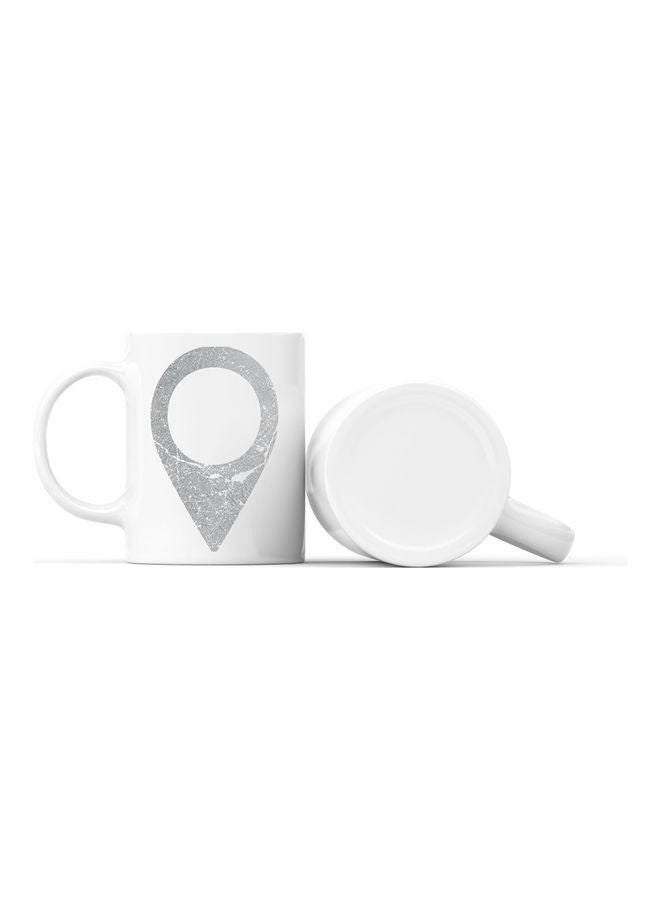 LOUD UNIVERSE Location Icon Sign Printed Coffee Mug White/Grey  - Image 2