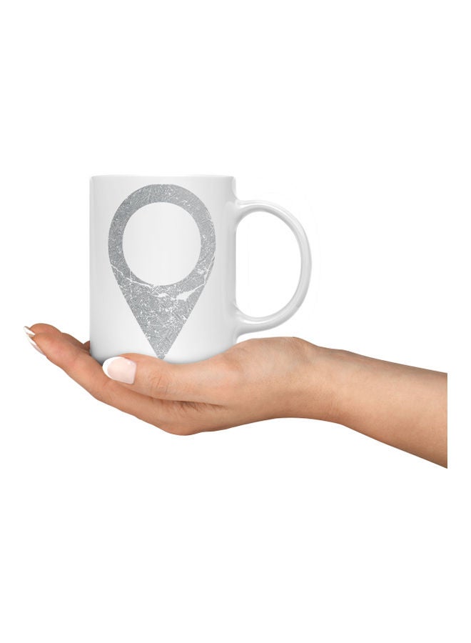 LOUD UNIVERSE Location Icon Sign Printed Coffee Mug White/Grey  - Image 3