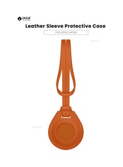 Leather Waterproof Protective Case Cover With Key Ring  For Apple AirTag Orange