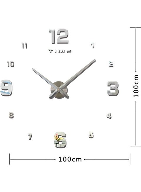 Clock Wall Sticker Silver
