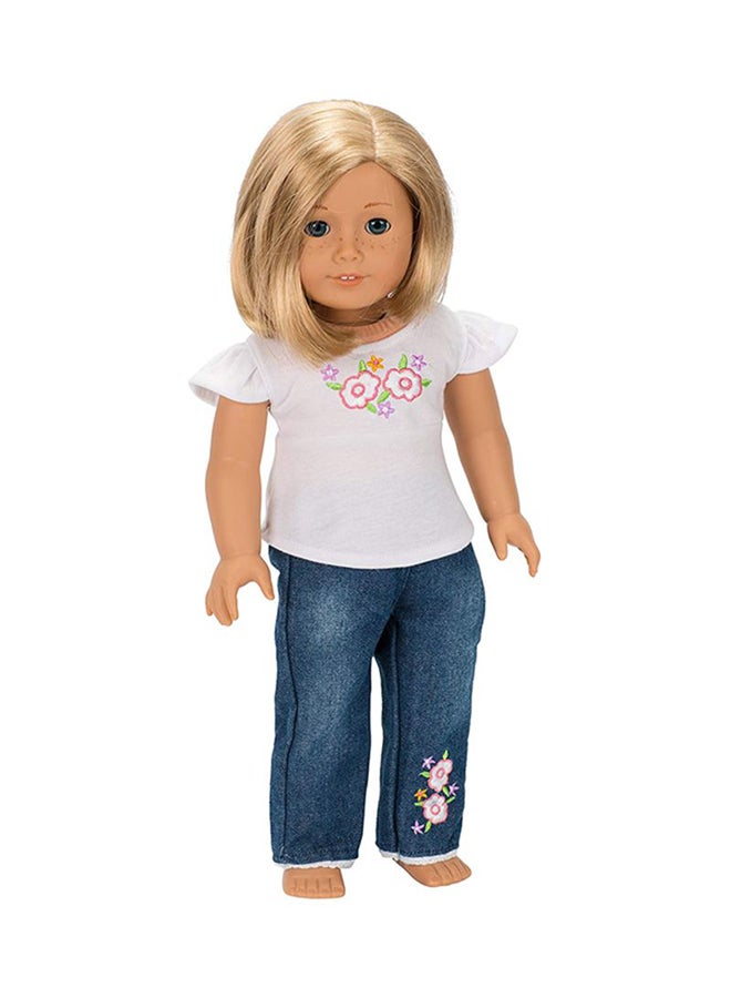 Dress Along Dolly Flower Jeans And Shirt For American Doll  - Image 2