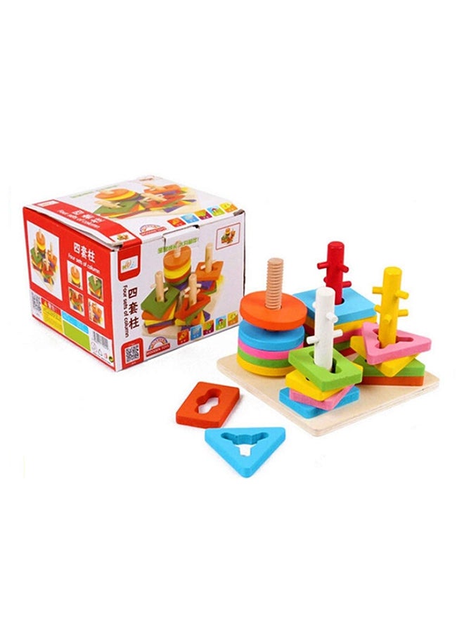 Weiyi Wooden Geometric Shape Sorter And Colors Recognition Stacking Toys  - Image 1