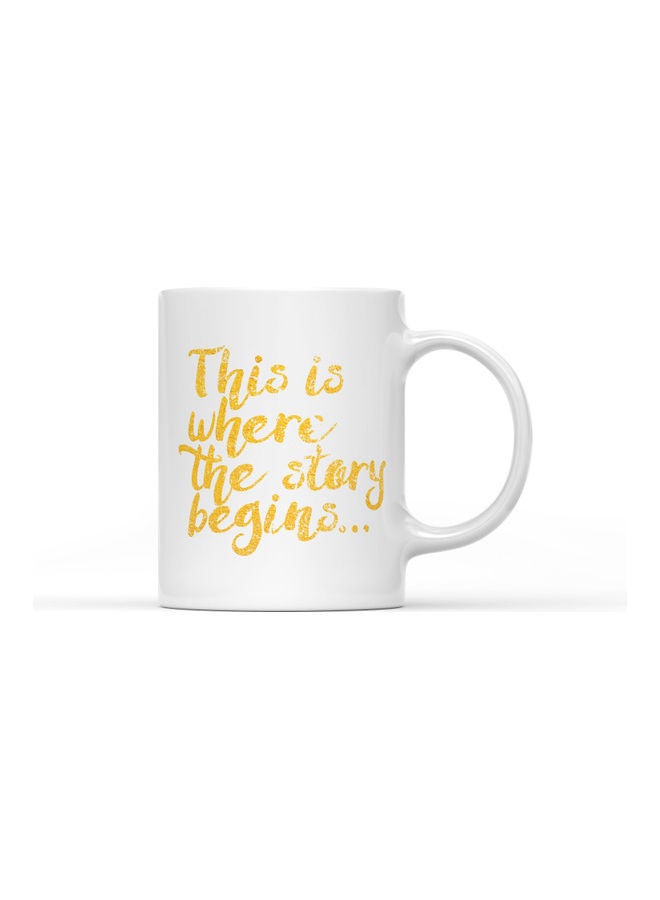 لاود يونيفيرس مجّ قهوة بطبعة عبارة "Story Begins" أبيض/ذهبي - Image 1