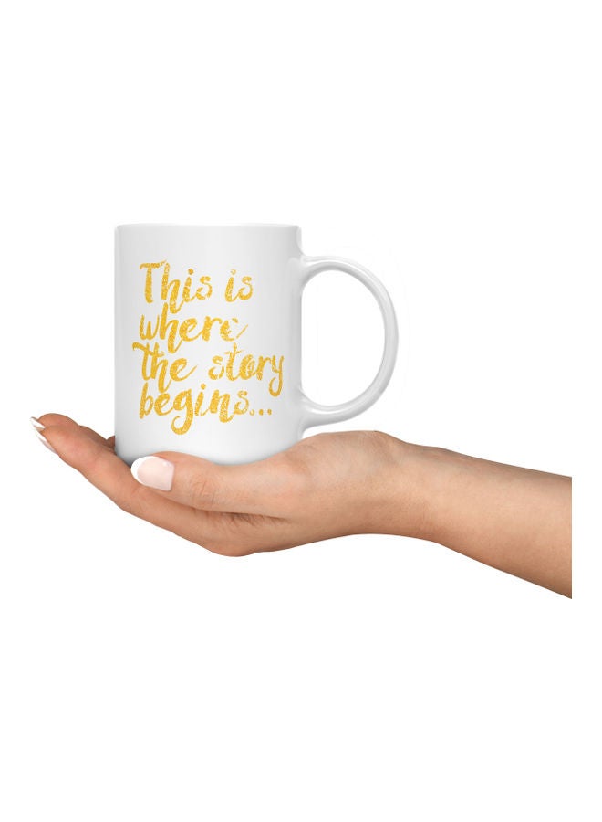 لاود يونيفيرس مجّ قهوة بطبعة عبارة "Story Begins" أبيض/ذهبي - Image 3