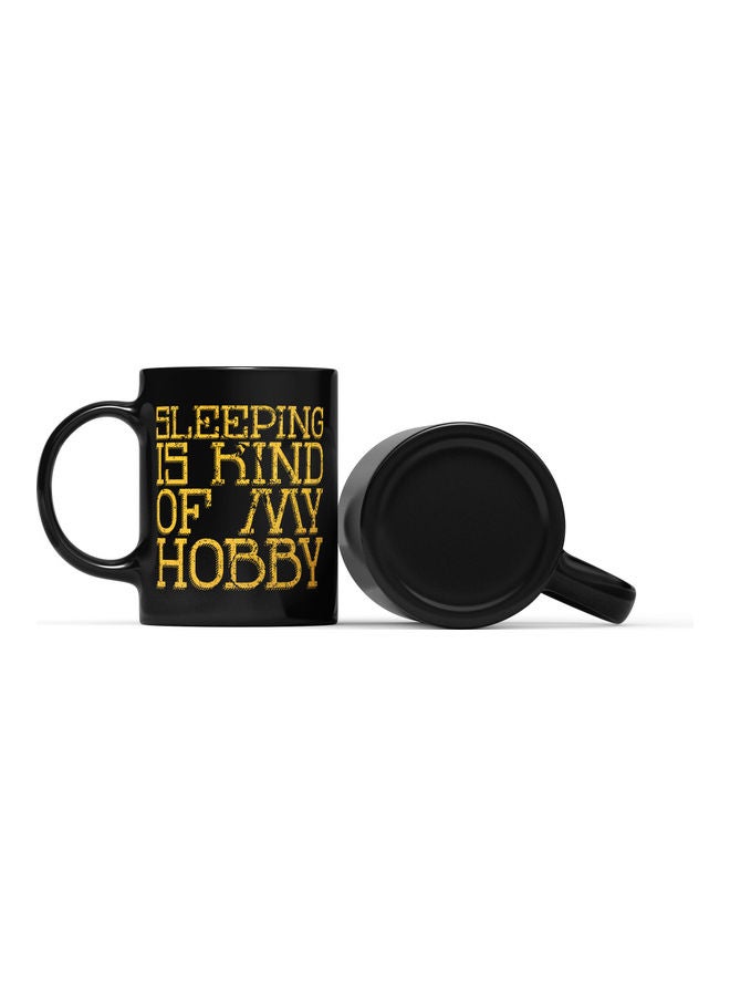 LOUD UNIVERSE Sleeping Is Kind Of My Hobby Printed Coffee Mug Black/Yellow  - Image 2