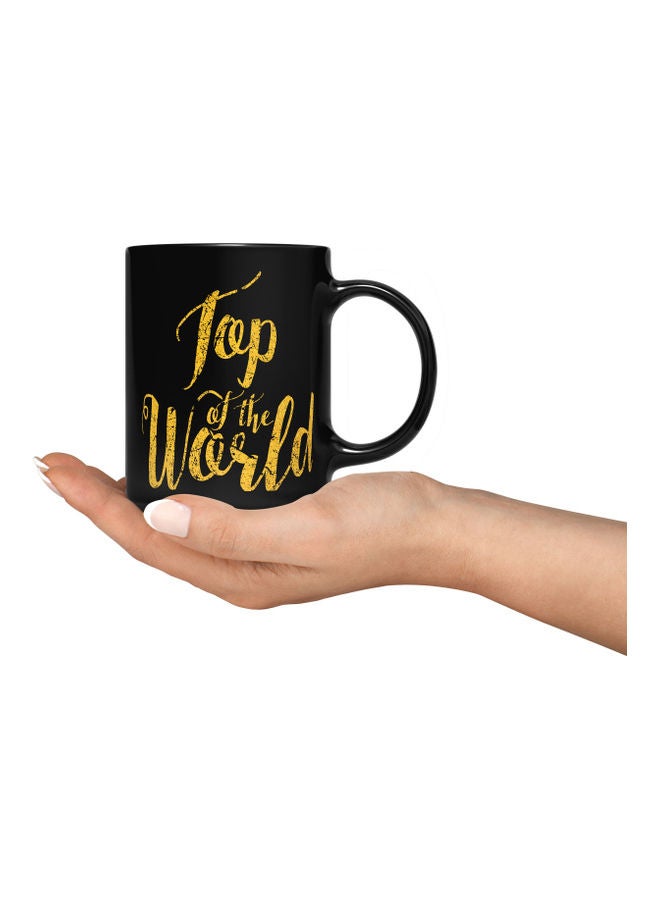 LOUD UNIVERSE Top Of The World Quote Printed Coffee Mug Black/Gold  - Image 3