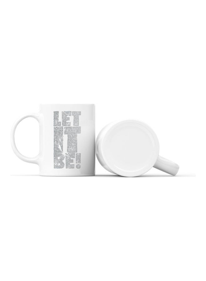 LOUD UNIVERSE Let It Be Quote Printed Coffee Mug White/Grey  - Image 2