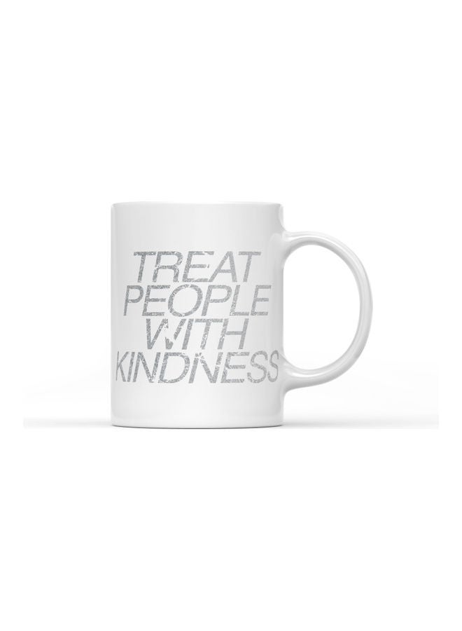 LOUD UNIVERSE Treat People With Kindness Printed Coffee Mug White/Grey  - Image 1