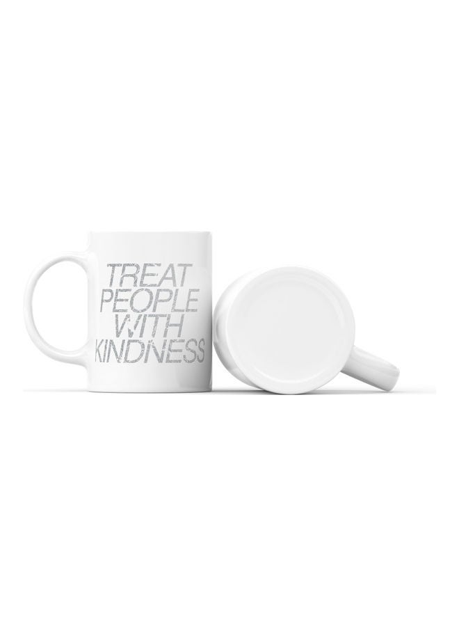 LOUD UNIVERSE Treat People With Kindness Printed Coffee Mug White/Grey  - Image 2