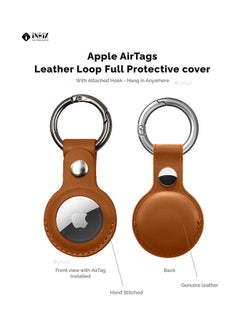 INEIX Leather Waterproof Protective Case Cover With Key Ring  For Apple AirTag Brown  - Image 2